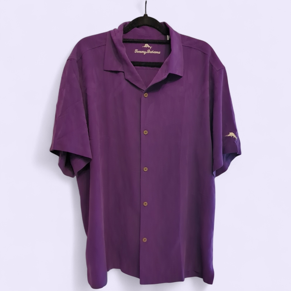 Silk Tommy Bahama Purple Men's Shirt Size XL 100% Silk